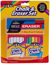 Cra-Z-Art Chalk & Eraser Set #24 Chalk Sticks (12 Colored + 12 White Chalk) - WoodArtSupply