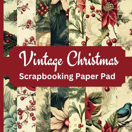 Vintage Christmas Scrapbooking Paper Pad: 24 Pages ( 8 Designs x 3) of Single Sided, Non Perforated Craft Decorative Sheets for Ephemera, Card WoodArtSupply