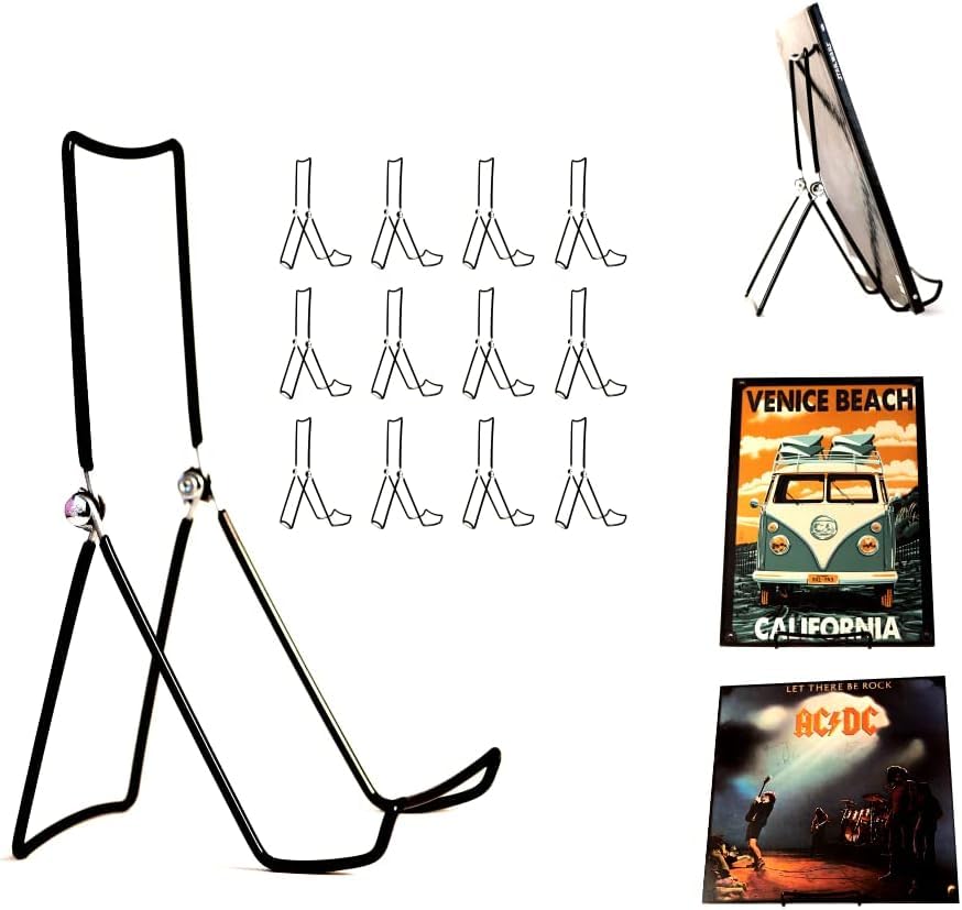 KINGDOM SOLUTIONS - 12 Pack Sturdy & Versatile Adjustable Large Stands for Display 3.8x8.5 - Made in USA Metal Easels for Plates, Pictures, Art, KINGDOM SOLUTIONS