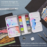 ARTEZA Iridescent Watercolor Paint Set, 12 Metallic Pearl Colors Half-Pans, Waterbrush included, Reusable Semi-Moist Glitter Paint, Non-Toxic, Art ARTEZA