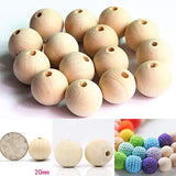 Round Wood Beads 20 mm Unfinished Spacer Beads Natural Craft Loose Beads for DIY Art Supplies Bracelet Hand-Made 100 Pack…… Hadoife