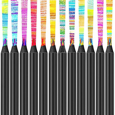 Hapikalor 12-Color Rainbow Pencils Aesthetic Jumbo Colored Pencils for Adult Coloring Sketching, Cute Drawing Kit Fun Pencils Cool Stuff Christmas Hapikalor
