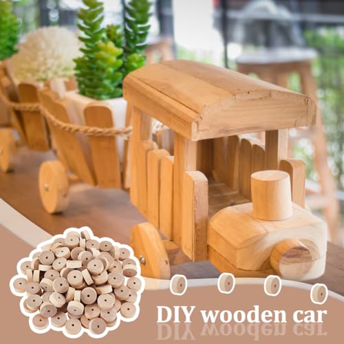 OLYCRAFT 150Pcs 1.4x0.4 Inch Wooden Craft Wheels 5mm Hole Unfinshed Wooden Wheel Blank Small Wood Wheels Flat Round Wooden Craft Wheels for DIY DIY OLYCRAFT
