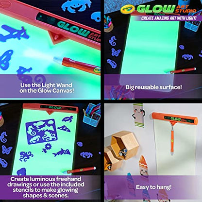 Crayola Glow Art Studio, Glow in the Dark Toys, Kids Gifts for Girls and Boys, Ages 6, 7, 8, 9 - WoodArtSupply