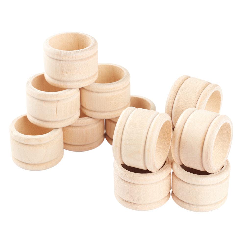 Factory Direct Craft Set of 12 Unfinished Birch Wood Napkin Rings - Natural Wooden Napkin Holders Ready to Finish for DIY Crafts and Table Decor Factory Direct Craft