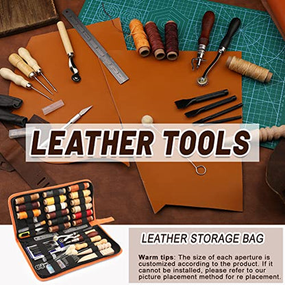 BUTUZE Leather Working Tools, Leather Tool Kit, Practical Leather Craft Kit with Waxed Thread Groover Awl Stitching Punch Hole for Leathercraft - WoodArtSupply