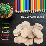 25Pcs Unfinished Hexagon Wood Pieces Blank 38mm/1.5inch Wood Shape Slices Wooden Cutouts Slices for DIY Decorations Crafts HERCHR