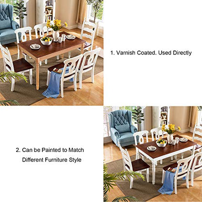 MYOYAY Farmhouse Dining Table Legs Set of 4 Unfinished Chunky Turned Leg Solid Wood Farm Style Legs Clear Varnish Coated DIY Furniture 28" x 2.3"
