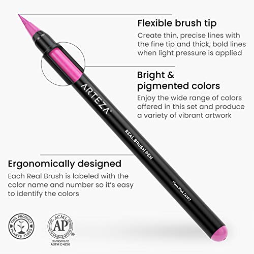 Arteza Watercolor Painting Art Set, Real Brush Pens 24 and Foldable Canvas Paper Bundle, DIY Kit Art Supplies for Artists & Hobby Painters ARTEZA