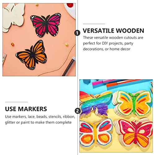 IMIKEYA Unfinished Wooden Cutouts: 40Pcs Butterfly Wood Cutouts Butterflies Blank Wooden Paint Crafts Wood Slices for Kids Painting, Christmas IMIKEYA