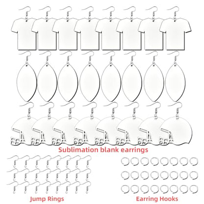 24 PCS Sublimation Earring Wooden Blanks Bulk MDF for Sublimation Football Earrings Double-Sided with Earring Hooks and Jump Rings DIY Sublimation - WoodArtSupply