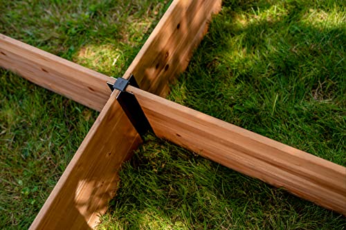 Vita Mezza 4 Foot x 4 Foot x 11 inch Cedar Wood Modular Garden Bed with Black Aluminum Posts, FSC, Woodgrain, Golden Brown, Pre-Stained, VT17703 Vita