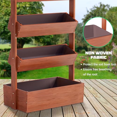 DoCred Vertical Wooden Raised Garden Bed, 5 Tier Garden Planters Freestanding Wood Plant Stand Flower Rack Wooden Planter Box for Plants Herbs DoCred