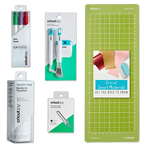 Cricut Essential Tools, Pen Set, Joy Standard Grip Mat, Replacement Blade and Transfer Tape Bundle - Beginner Materials and Accessories for Joy - WoodArtSupply