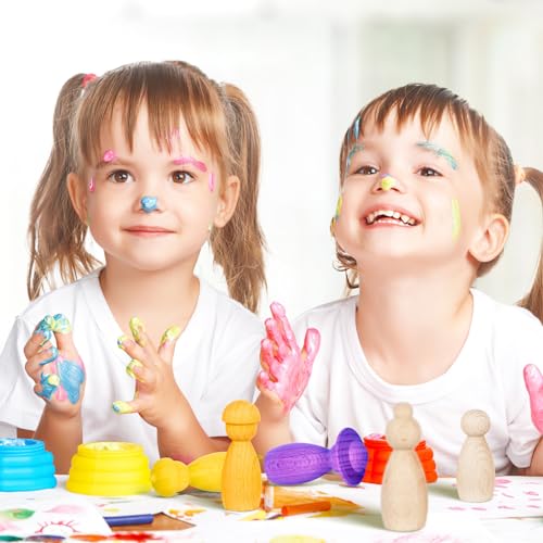 BESPORTBLE 5pcs Wood Peg Dolls Unfinished Wooden Family People Dolls DIY People Bodies Figures Puppet Ornaments for Painting Craft Art Projects Role BESPORTBLE