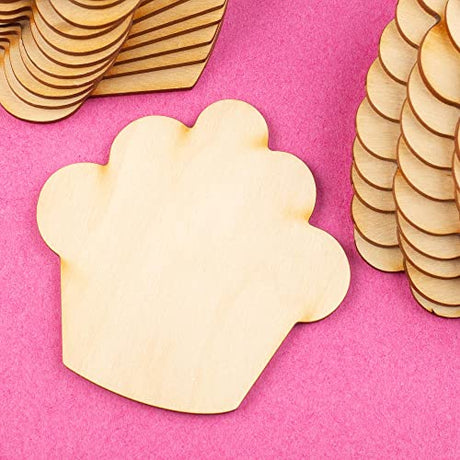 Pack of 24 Unfinished Wood Cupcake Cutouts by Factory Direct Craft - Blank Wooden DIY Muffin Treat Dessert Shapes for Scouts, Camps, Vacation Bible Factory Direct Craft