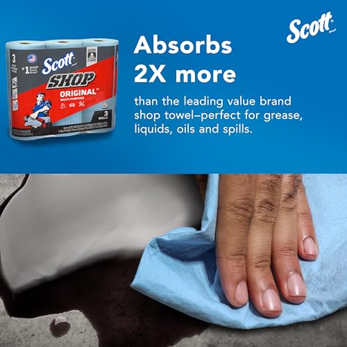 Scott® Shop Towels Original™ (75143), Original Blue Shop Towels, 9.4"x11" sheets, 10 Packs of 3 Rolls (55 Towels/Roll, 30 Rolls/Case, 1,650 SCOTT SHOP ORIGINAL