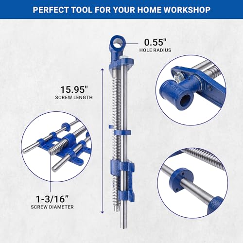 Yost Vises F10WW Woodworker's Vise | Front Vise | 10 Inch Woodworking Tool | Cast Iron Body Construction with a Solid Steel Main Screw | Blue - WoodArtSupply