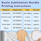 KOALA Premium Sublimation Kit, Sublimation Paper 120gsm 100 sheets, Sublimation Ink Bundle Kit and Printer Cleaner Kit for Heat Transfer on Tumblers, KOALA PAPER