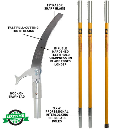 Notch 18’ Pole Saw Set with 15” Blade - Yellow (40207) - WoodArtSupply