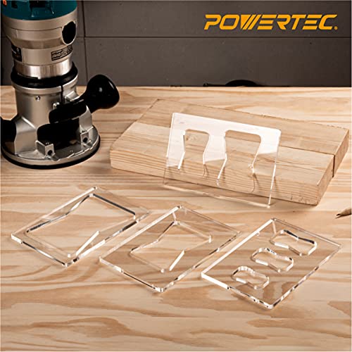 POWERTEC 71105 Clear 1/4" Thick Acrylic Butterfly Bowtie Router Template for Woodworking, Decorative Wood Router Jig Stencils Inlay Kit for Precise - WoodArtSupply