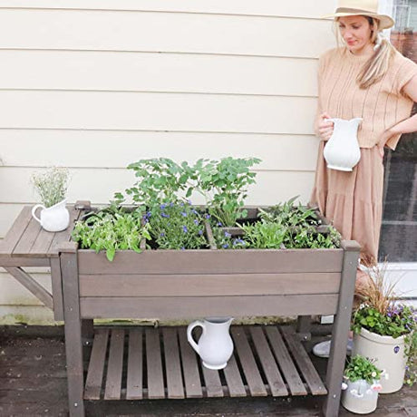 Aivituvin Raised Garden Bed, Elevated Wood Planter Box with Legs Stand for Backyard, Patio, Balcony w/Bed Liner, for Vegetables Flower Herb Aivituvin