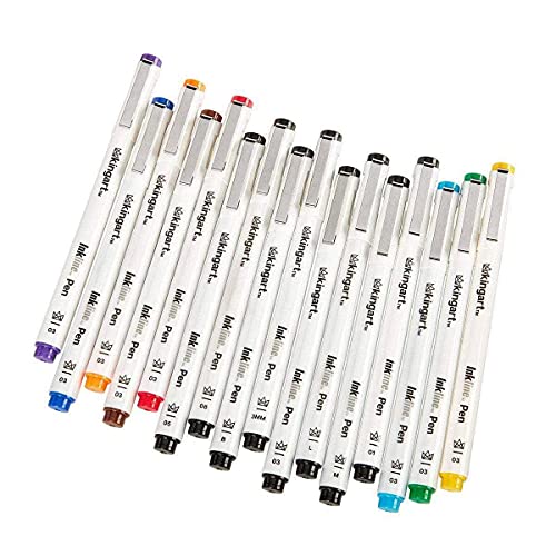 KINGART Inkline Fine Line Art & Graphic Pens, Archival Black Japanese Ink,  Set of 10 Assorted Nibs