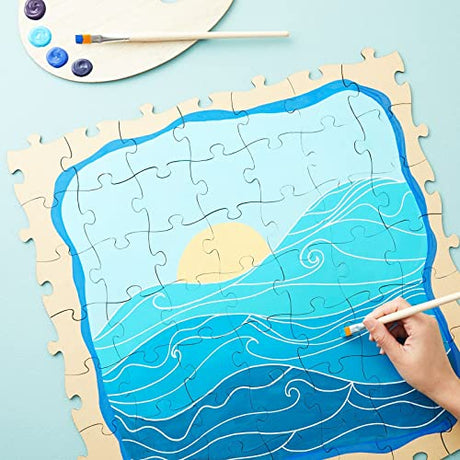 50 Blank Wooden Puzzle Pieces for Crafts, DIY Art Projects, Unfinished Customizable Jigsaw Wood Puzzle to Draw On Bright Creations