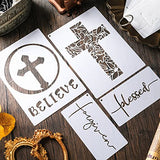 9 Pieces Cross Stencil Set Christian Stencils Believe Jesus Forgiven Cross Stencil Religious Stencil Reusable Painting Template Christmas Gift for Tinlade