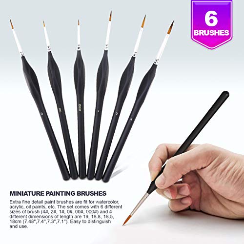 11Pcs Paint Brushes,Miniature Paint Brushes with Ergonomics Grip  Handles,Detail Paint Brush Set for Fine Detailing & Art Painting - Acrylic