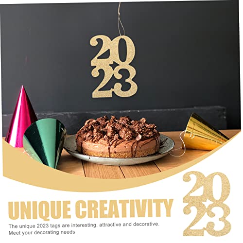 VOSAREA 24pcs 2023 2023 Graduation Ornament New Year Decors Blue Confetti Glitter Class of 2023 Cutout Glitter VOSAREA