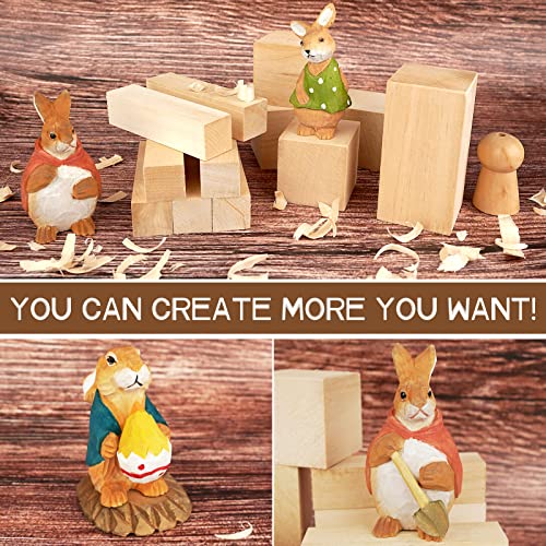 Basswood Carving Blocks, 19PCS Whittling Wood Blocks Wood Carving Kit with 3 Different Sizes, Bass Wood for Wood Carving Easy to Use, for Kids and K KERNOWO