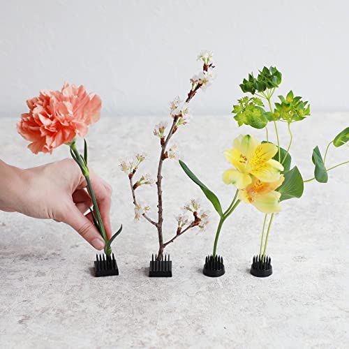 Wazakura 4PCS Black Mini Ikebana Kenzan, Made in Japan, Floral Arranging Pin Frog, Round and Square Flower Holder (Black Mini Kenzan) Wazakura