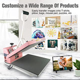 BetterSub Print T-Shirt Machine DIY Digital Industrial Quality Heat Press Machine Clamshell Transfer Sublimation Print Press Machine 15‘’x 15'' Pink BetterSub