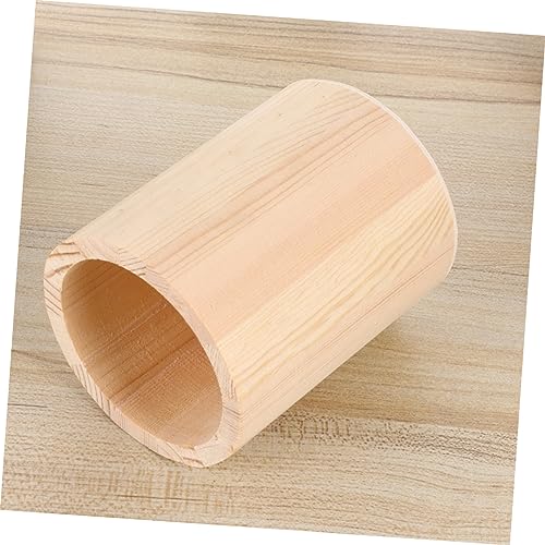 KALLORY 4 Pcs Wood Pencil Cup Makeup Brush Organizer Wood Pencil Stand Pencil Pot Holder Unfinished Wood Pen Holder Square Pen Cup Desk Pen Holder KALLORY