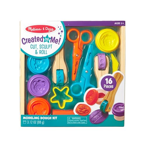 Melissa & Doug Created by Me! Cut, Sculpt, and Roll Modeling Dough Kit With 8 Tools and 4 Colors of Dough - with Stampers, Arts And Crafts For Kids Melissa & Doug