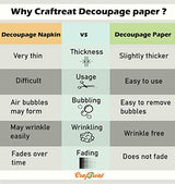 CrafTreat Rose Decoupage Paper for Crafts and Furniture - Poppies and Roses - Size: A4 (8.3 x 11.7 Inch) 8 Pcs - Furniture Decoupage Paper Poppies - CrafTreat