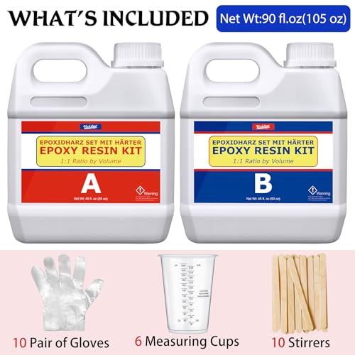 Epoxy Resin - 105oz Crystal Clear Epoxy Resin Kit for Casting and Coating, Table Tops - Bubble Free Fast Curing 2 Part Art Resin for Jewelry Making, Vividye