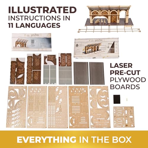 UGEARS Harry Potter Platform 9 ¾ 3D Puzzle - Wooden Model Kits for Adults to Build - Mechanical Wooden Model Kit - Compatible Hogwarts Express Train UGEARS