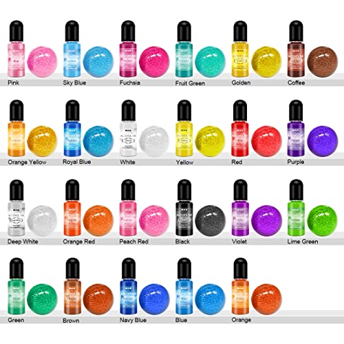 Alcohol Ink Set - 27 Colors Alcohol Liquid Dye, High Concentrated Alcohol-Based Ink Pigment for Tumbler Making, Painting, Resin Petri Dish - 0.35oz M.A.K