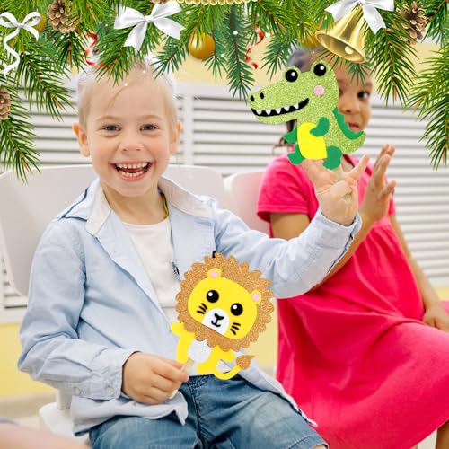 VKPI Make 6 Popstick Puppets Craft Kits for Kids, Foam Art Crafts Gift, Story Time Toys for Ages 4+ Toddler, Unicorn, Cloud, Animals, Preschool VKPI