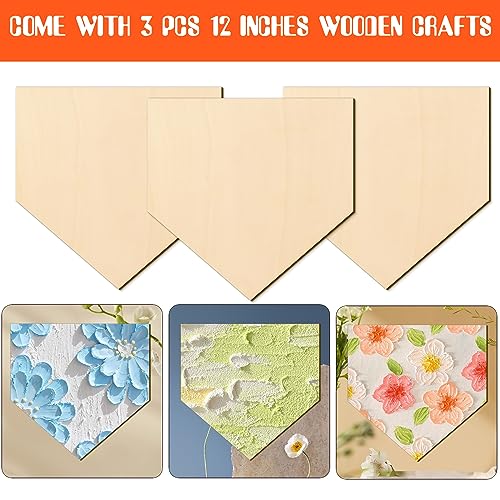 YLOLUL 3 Pcs Unfinished Wood for Crafts Wooden Home Plate Baseball Unfinished Wood Baseball Plaque Baseball Home Plate Softball Diamond Base YLOLUL