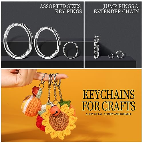 LEOBRO 265PCS Lobster Claw Clasps and Key Rings Kit - Metal Keychains and Key Chains in Assorted Sizes for Keys, Crafts, and Lanyards