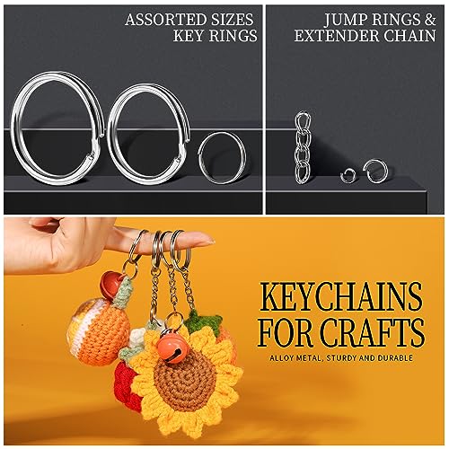 LEOBRO 265PCS Lobster Claw Clasps and Key Rings Kit - Metal Keychains and Key Chains in Assorted Sizes for Keys, Crafts, and Lanyards LEOBRO
