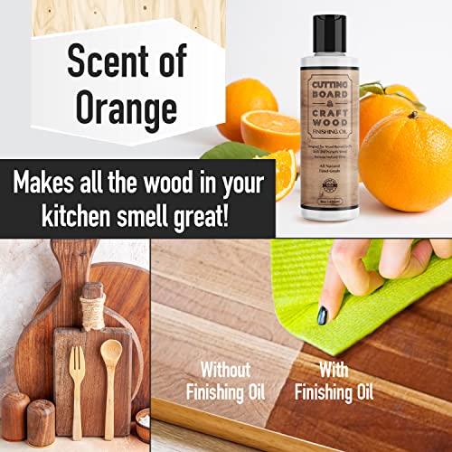 Cutting Board and Craft Wood Finishing Oil - 8oz Food-Safe Mineral Oil with Citrus Scent - Made in USA - Natural Conditioner for Cutting Boards, Samorillo