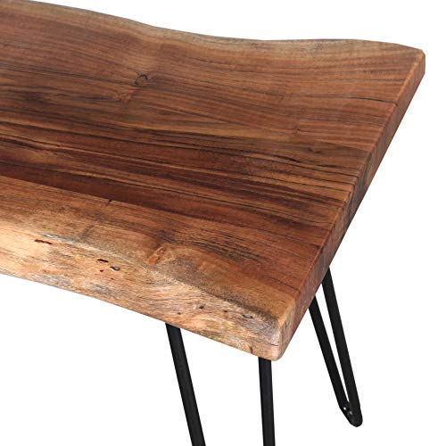 Alaterre Furniture Hairpin Natural Live Edge Wood with Metal 48" Bench, 48 Inch - WoodArtSupply