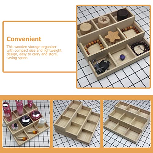 Zerodeko Organizer Tray Wooden Divided Boxes 9 Compartment Drawer Organizer Jewelry Storage Tray Earring Necklace Organizer Sundries Storage Holder Zerodeko