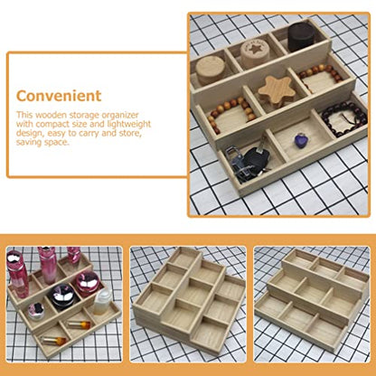 Zerodeko Organizer Tray Wooden Divided Boxes 9 Compartment Drawer Organizer Jewelry Storage Tray Earring Necklace Organizer Sundries Storage Holder
