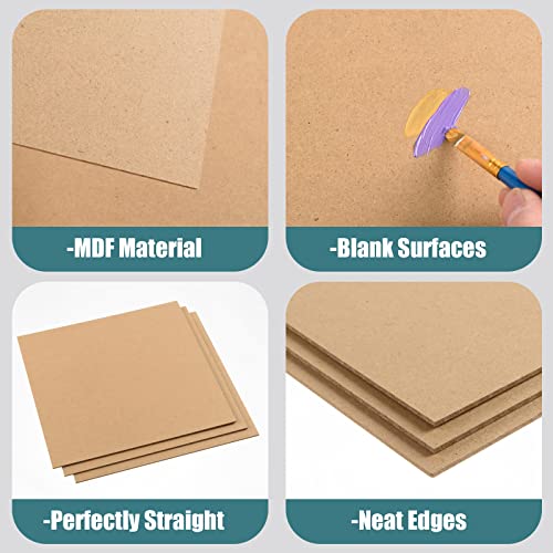 24 Pack MDF Wood Board for Crafts 12x12x1/8 Inch-3 mm Thick Medium Density Fiberboard Unfinished Wood Art Boards Blank Wooden Blocks Chipboard Panels