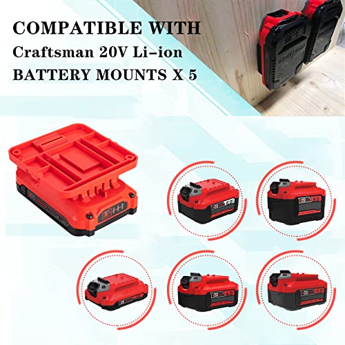 5 Pack Battery Holder for Craftsman 20V Battery Mounts Dock Holder Fit for CMCB204 CMCB202 CMCB201 CMCS500B(w/10 Screws, No Battery) Crivnhar